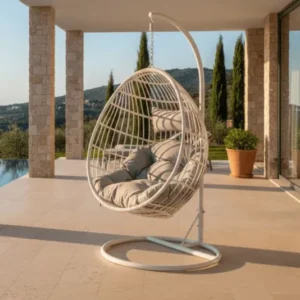 Garten Hängesessel Vegas - aus Rattan/Metall in Weiß