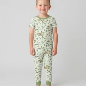 Custom Name Fishing Day Daddy & Me Matching Bamboo Two Piece Short Sleeve Pajama Set