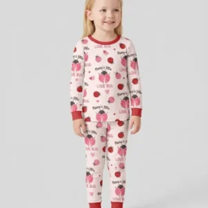 Personalized Grandma's Little Love Bug Bamboo Two Piece Long Sleeve Pajama Set