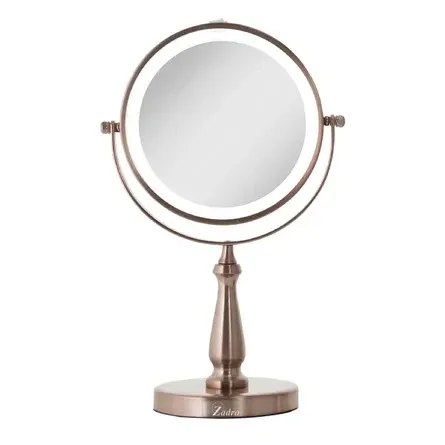 LED Vanity Tabletop Mirror Rose Gold 1X/10X Zoom