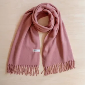 Soft Lambswool Blanket Scarf in Blush with fringed edge by TBCo, designed for comfort and warmth