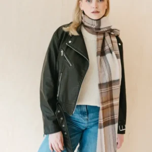 Lambswool Oversized Scarf in Stewart Natural Dress Tartan - TBCo