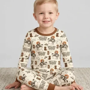 Custom Name Birthday Rodeo Bamboo Two Piece Long Sleeve Pajama Set