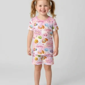 Birthday Girl Glitter Dumpling Bamboo Two Piece Short Sleeve Shorts Pajama Set