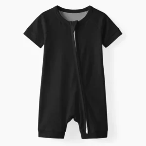 Black Bamboo Shorty Zippered Romper