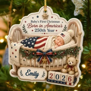 First Christmas 250th Personalized 1-Side Photo Acrylic Ornament
