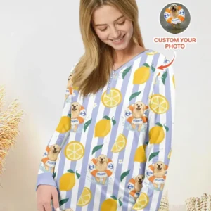 Custom Image Summer Lemon Bamboo Women Pajama Set