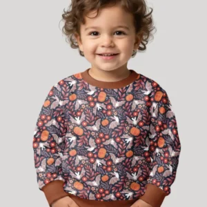 Bat Pumpkin Floral Halloween Bamboo Crewneck Sweatshirt
