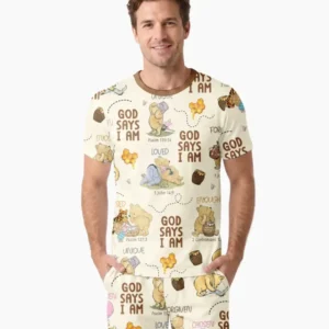 God Says I Am – Little Blessings Bamboo Men Short Sleeve Short Pajama Set
