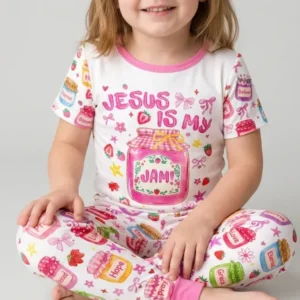 Preppy Summer Jesus Is My Jam Bamboo Two Piece Short Sleeve Pajama Set