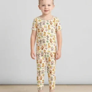 Custom Name 1st Birthday Wild One Bamboo Two Piece Short Sleeve Pajama Set