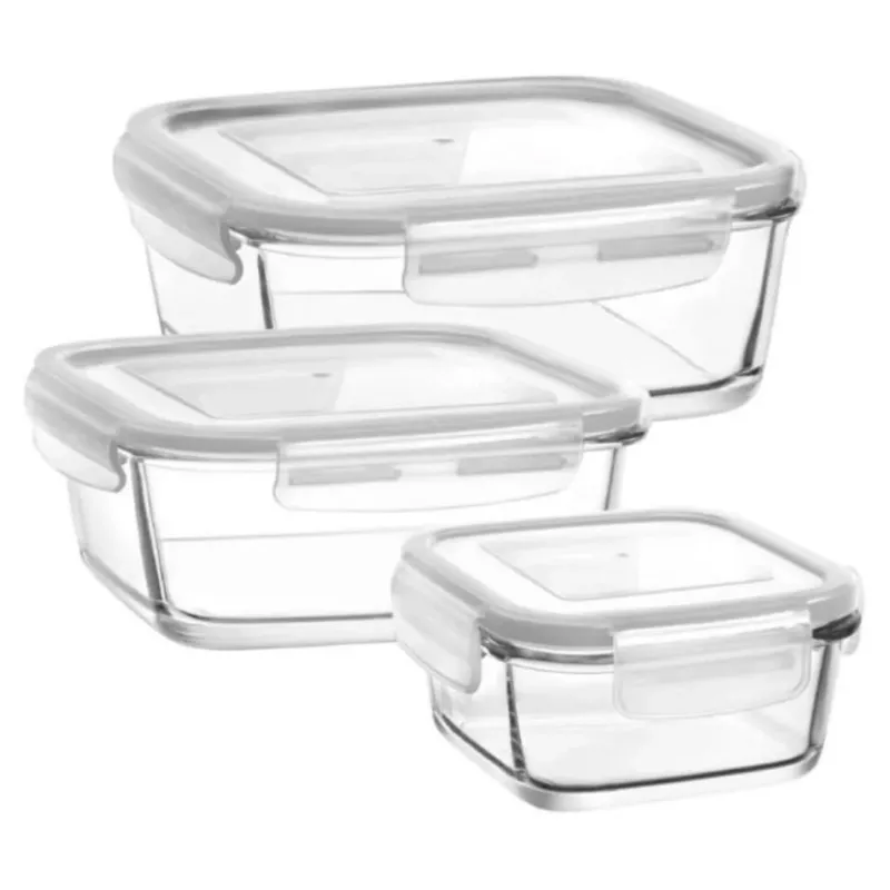 LAV Fresco Frischhaltedosen 3er Set Glas 375 720 1150 ml mit transparentem Deckel