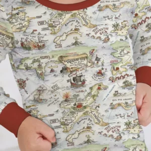 Pirate Treasure Map Daddy & Baby Matching Bamboo Two Piece Long Sleeve Pajama Set