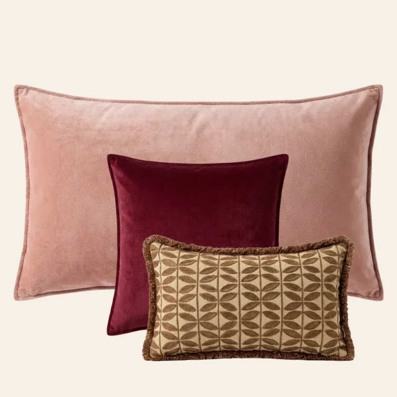 Kotabo sierkussenset Pippa – Set van 3 kussens – Pretty in Pink, Bold Beige & Magical Mauve