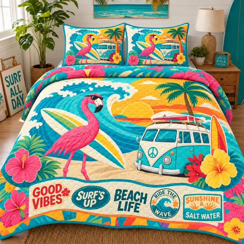 Beach Life Bamboo Quilt Bedding Set