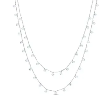 A photo of the Sterling Silver Dangling Disc Layered Necklace.