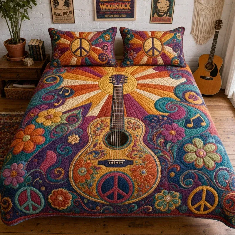Strings Of Peace Bamboo Quilt Bedding Set