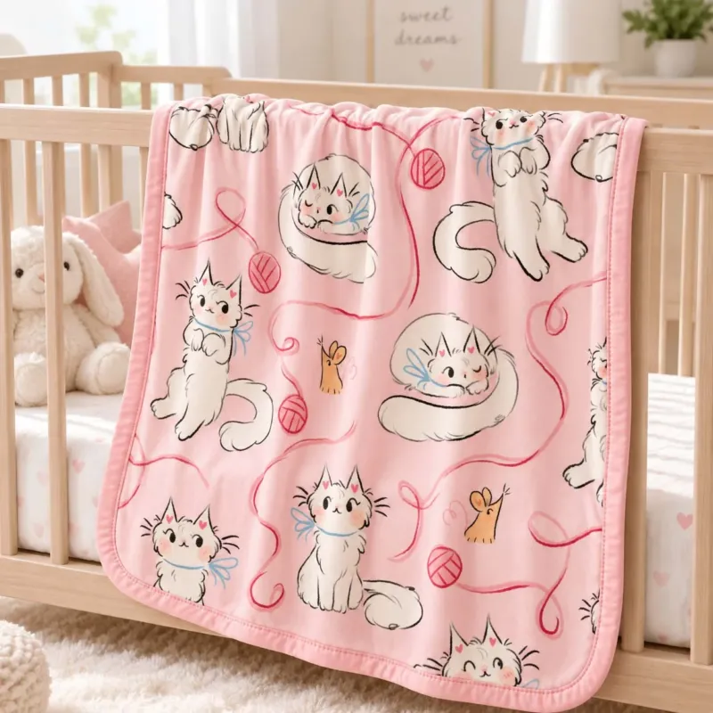 Sweet Yarn Kittens Bamboo Blanket