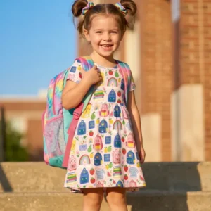 Sweet Rainbow School Adventure Bamboo Twirl Dress