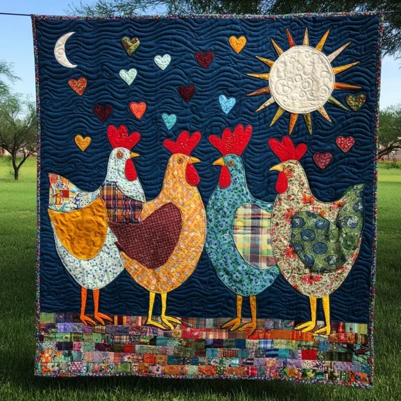 Vintage Hen Bamboo Quilt Blanket