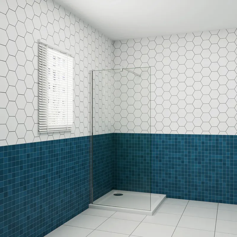 Moderne Glasduschen 60x H.200 cm 8mm NANO Glas mit 140cm Stabilisationsstange