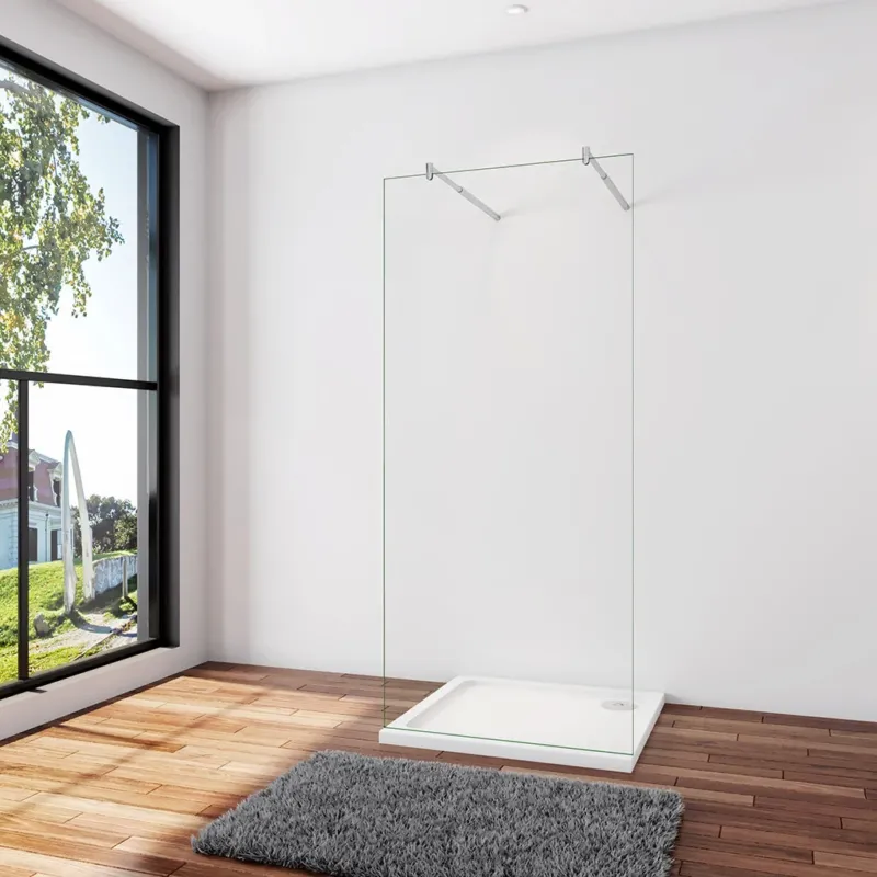 Walk In Dusche Duschwand 147.7 x H.200 cm 10mm NANO Glas Stabistange 70-120cm Duschhaus