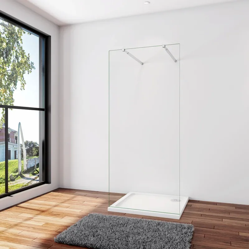 Duschabtrennung Duschwand 27.7 x H.200 cm 8mm Glas Stabistange 73-120 cm Duschhaus