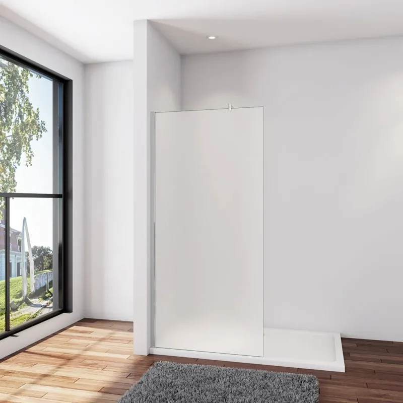 Duschkabine Duschwand 80 x H.200 cm 10mm Glas mit Glasschutzfolie Stabistange 70-120cm Aluminium Duschhaus