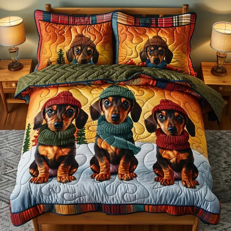 Weenie Charm Bamboo Quilt Bedding Set