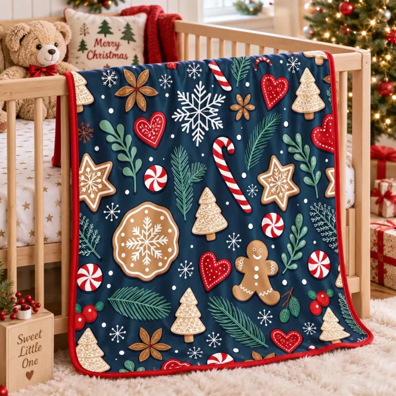 Winter Gingerbread Sweets Bamboo Blanket