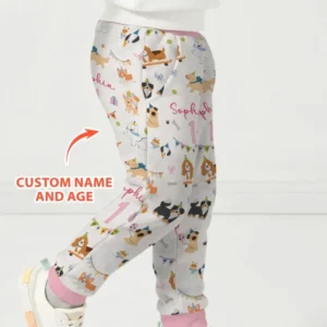 Custom Name Birthday Dogs Party Bamboo Jogger
