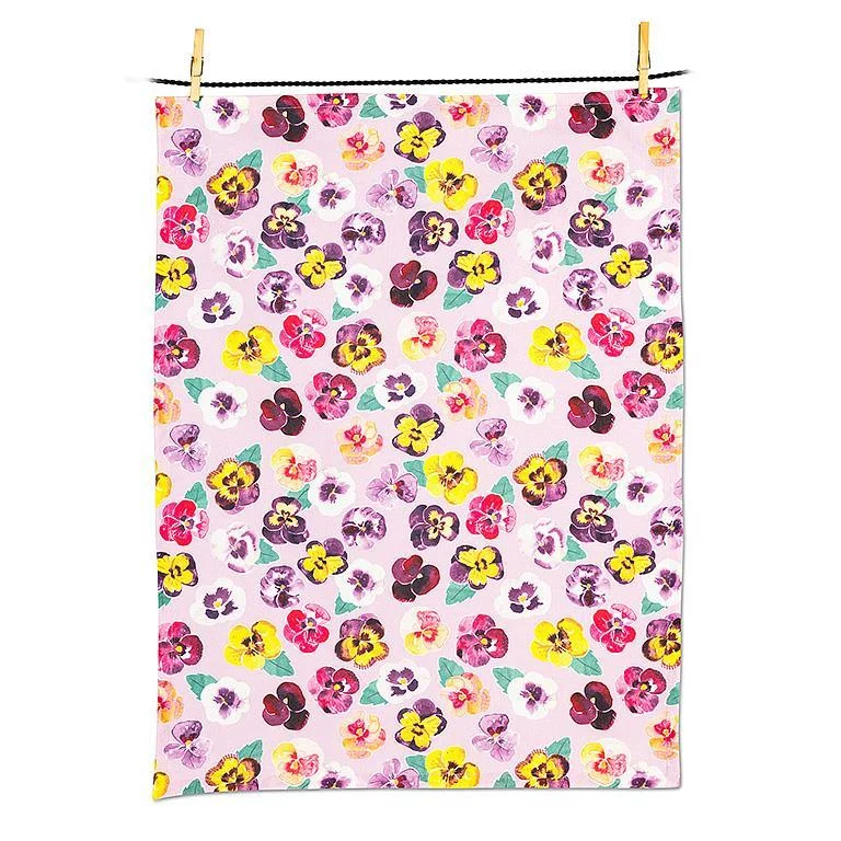 Allover Pansies Tea Towel 20x28"L Cotton