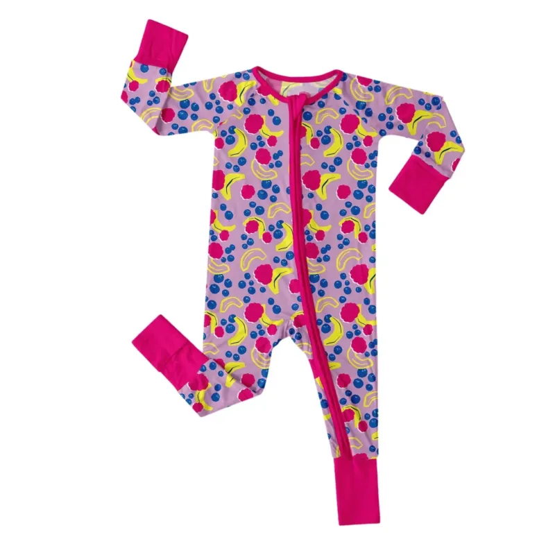 Banana Berry Convertible Zippered Romper , Banana Berry Convertible Zippered Romper - Newborn