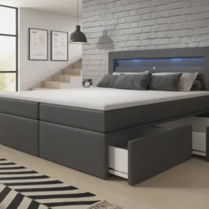 Boxspringbett Rinori mit LED, USB und Stauraum - Luxusbetten24
