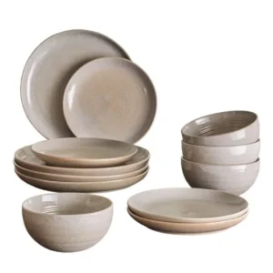 Geschirrset Jessi – Nordisches Design in Grau (12-teilig)