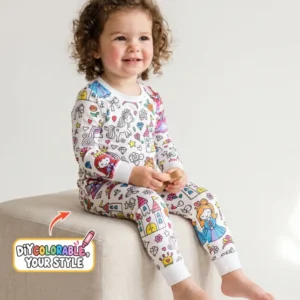 Princess Fairytale Kingdom Colorable Bamboo Two Piece Long Sleeve Pajama Set