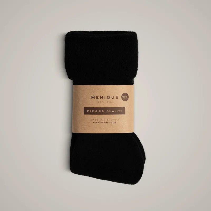the men's merino sherpa lined socks black.