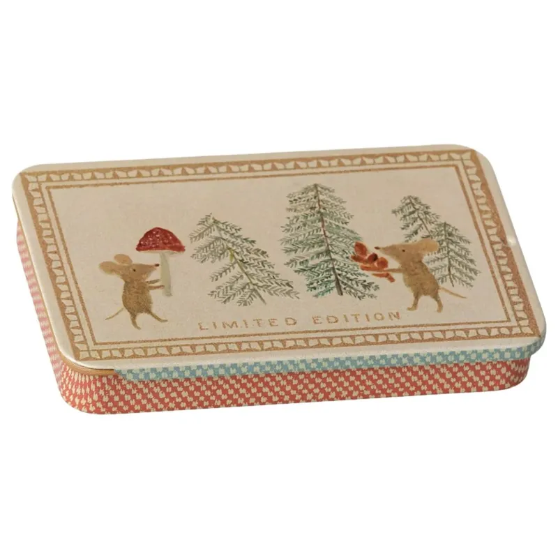 MAILEG-Boîte En Métal Coulissante, Souris De Noël