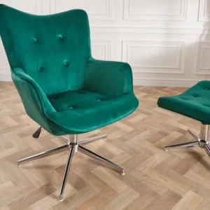 MR. LOUNGER Design Sessel chrom Samt höhenverstellbar drehbar Retro