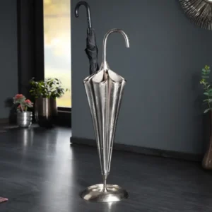 Eleganter Schirmständer UMBRELLA 91cm silber Aluminium für 6 Schirme