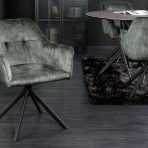 LOFT Design Stuhl Samt drehbar Metallgestell schwarz mit Armlehne