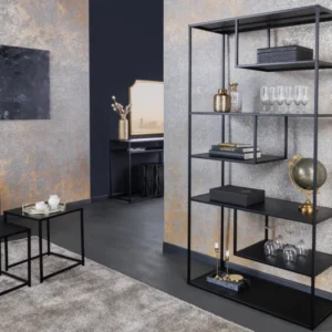 Modernes Bücherregal DURA STEEL 180cm schwarz Metall Standregal Industrial Design