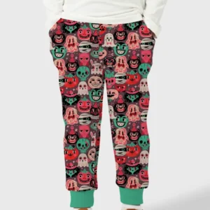 Retro Halloween Monsters Ghost Pumpkin Mummy Bamboo Jogger