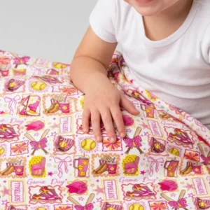Pink Softball Game Day Bamboo Blanket