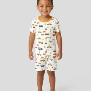 Construction Bamboo Two Piece Short Sleeve Shorts Pajama Set