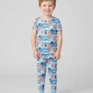 Little Beach Day Bamboo Two Piece Short Sleeve Pajama Set