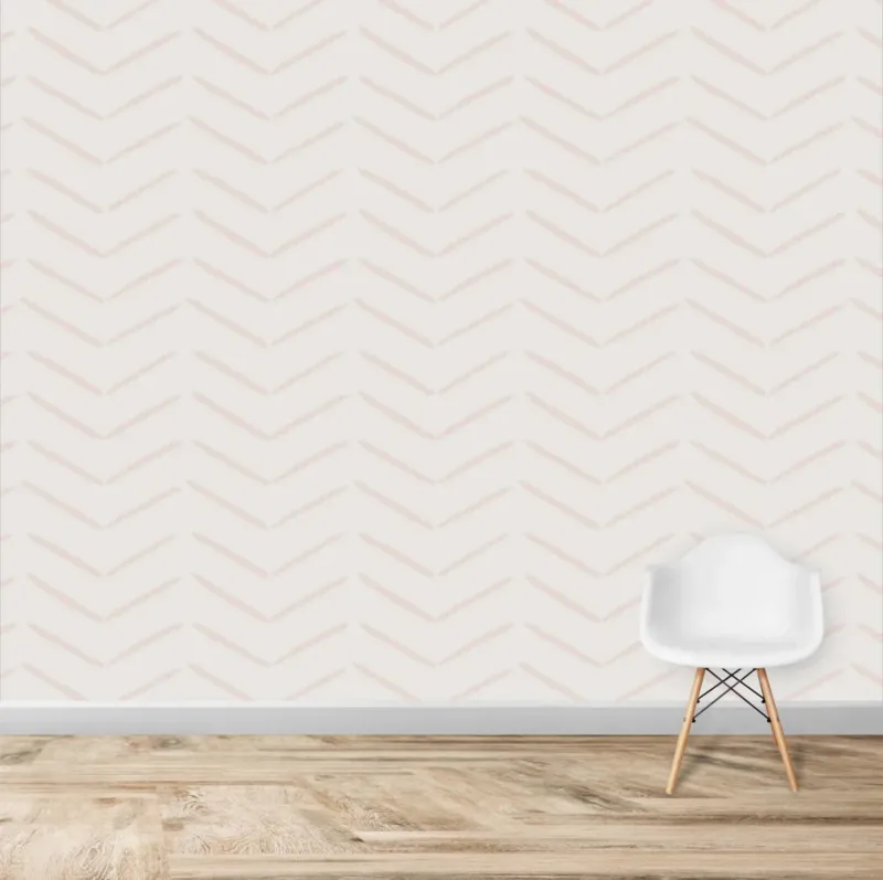 MUNKS & ME - Papier Peint Chambre Enfant à Motif Répété - À Chevrons | Rose