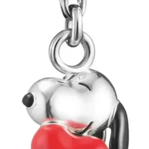 Silberner Thomas Sabo Charm-Anhänger mit Snoopy und rotem Herzmotiv, Klappöse