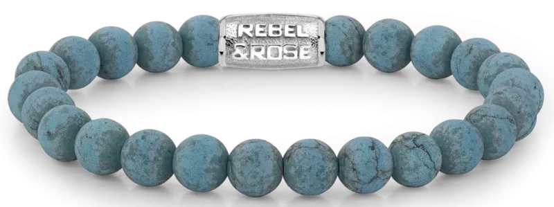 Armband mit türkisfarbenen Turquenit-Perlen und Edelstahlverschluss